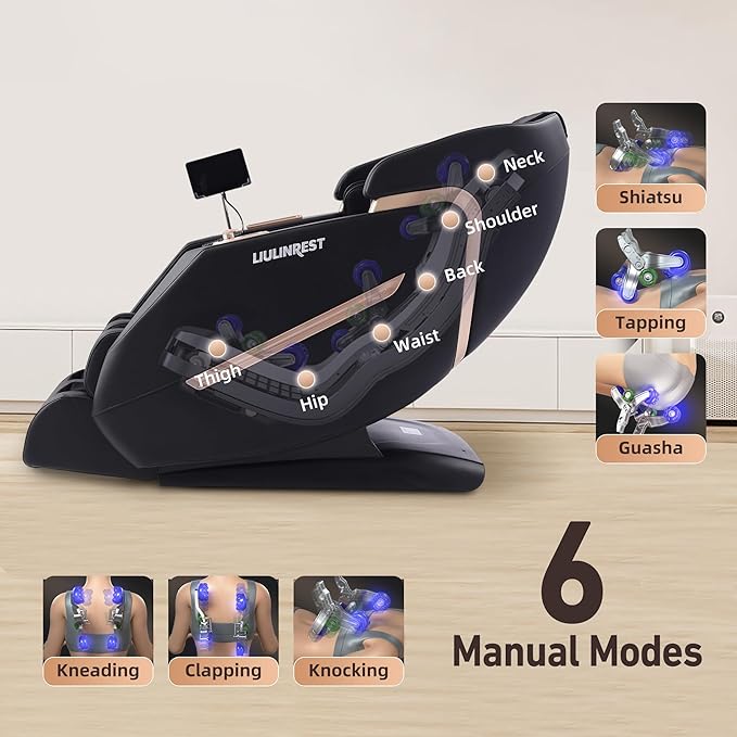 2025 4D Massage Chair Full Body, Zero Gravity Massage Chair with SL-Track & Heating, Massage Shiatsu Recliner Chair with Smart Voice Control, Touchable Screen, Airbags, Foot Rollers (BLACK)