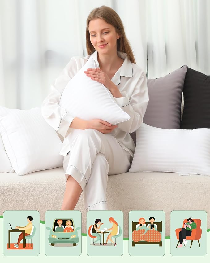 Yettbea Pillow Insert Set of 4, Soft Virgin Microfiber Square Throw Pillow Inserts for Living Room, Couch Bed Pillows, Down Alternative Filled, 16x16 Inch(40x40cm White