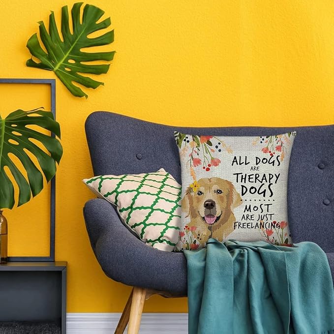 Littlefa Inspiring Gifts Cute Colour Golden Dog Throw Pillow Cover Golden Dog Cushion Cover Decorative Pillowcase Living Room Bedroom Decor for Girls Friends Daughter Niece Women - All Dogs