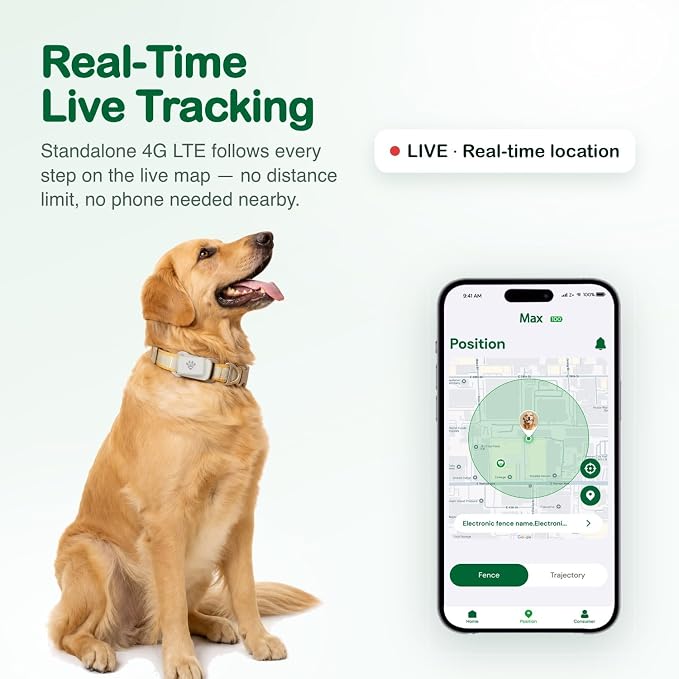 OxiLeash GPS Dog Collar & Health Tracker - Real-Time 4G Location Tracking, Virtual Fence System, Escape Alerts, Heart Rate & SpO2 Monitor, IP67 Waterproof Pet Tracker for Small & Large Dogs