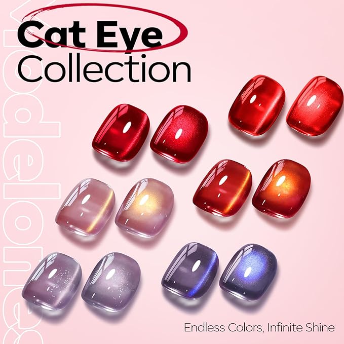 modelones Red Cat Eye Gel Polish Burgundy Red Gel Polish Magnetic Glitter Holographic Ruby Red Gel Nail Polish Valentine Reflective Jelly UV Gel 15 ML