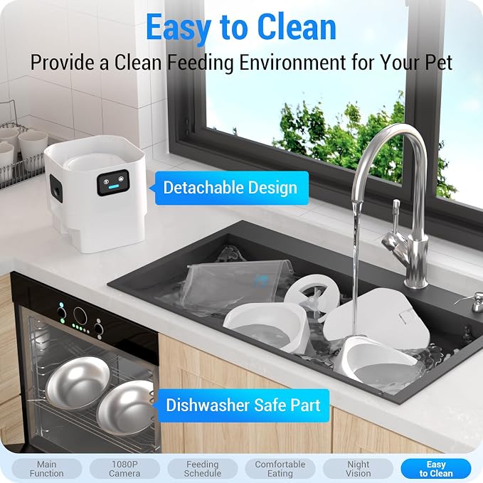 Frienhund Dual Automatic Cat Feeder with Camera for 2 Cats: 5G WiFi Automatic Dog Feeder with Night Vision, 7L Auto Cat Food Dispenser with Two Camera for Multiple Pet, Easy to Clean-29 Cup(ACF180W-A)