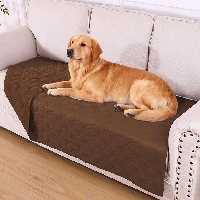 Waterproof Dog Bed Blanket - Soft Pet Blanket & Sofa Cover for Dogs | Reversible Washable Furniture Protector, Couch Covers for Pets (40x70 Inch, Brown/Brown)