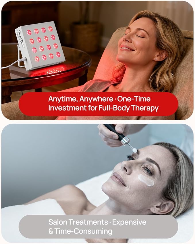 Red Light Therapy for Body Panel, 16‑LED 6 Wavelengths (630 nm, 660 nm, 810 nm, 830nm, 850 nm, 940 nm) Near‑Infrared Light Therapy Device, Ease Discomfort and Revitalize Skin(White)