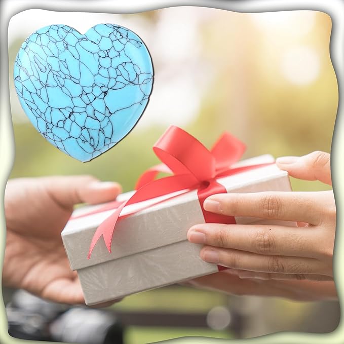 MAIBAOTA 60 mm Green Turquoise Crystals Large Heart Stone Healing Crystals Natural Crystal Heart Reiki Gemstone Polished Heart Shaped Rocks Meditation Mothers Day Crystal Gifts for Mom Her