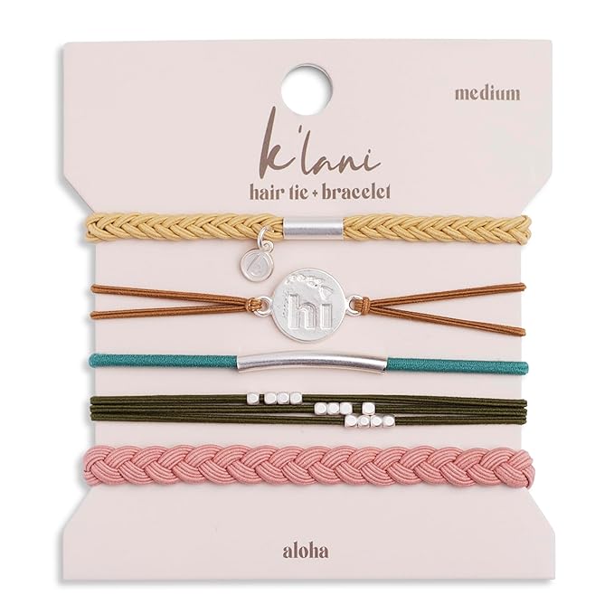 K'lani Hair Tie Bracelets for Women - Elastic Hair Bands That Double as Stylish Jewelry - Aloha - Medium