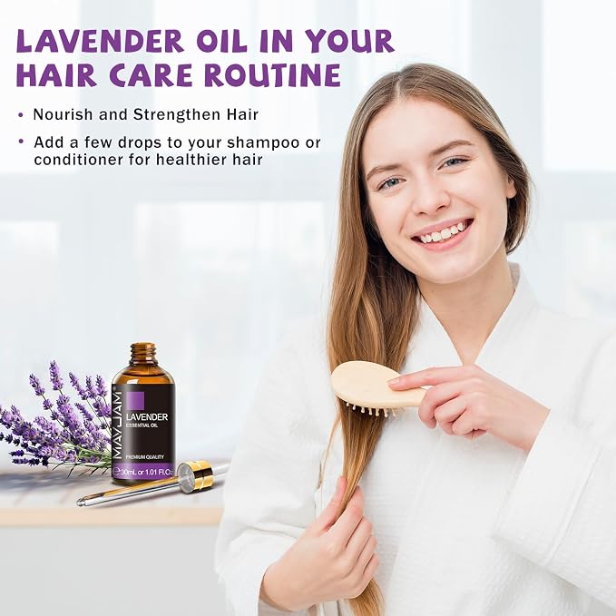 MAYJAM Lavender Essential Oil for Diffuser Soap Candle Making, 1.01fl.oz | Long Lasting Scents, Lavender Oil for Skin, Lavender Oil for Hair