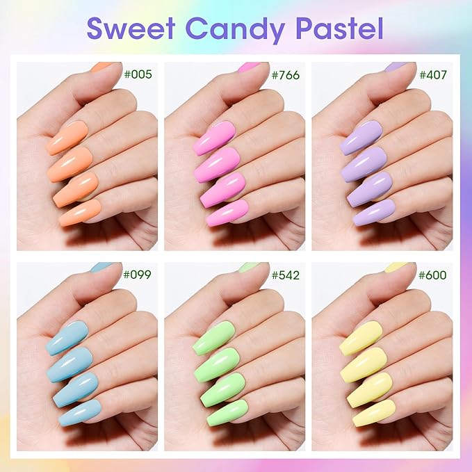 GELLEN Pastel Nail Polish, Quick Air Dry Non-gel Regular Nail Polish No Light Needed for Finger Toe & Fake Nails | 6-color Spring Summer Macaron, Apply 2 Thin Coats | Toxin TPO HEMA Free, No Chip