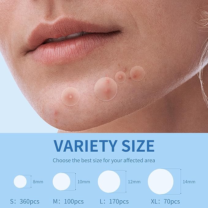 Pimple Patches for Face - 4 Size 700 Counts Acne Patches, Hydrocolloid Patches for Covering Zits and Blemishes, Spot Stickers with Salicylic Acid, Tea Tree Oil & Calendula Oil