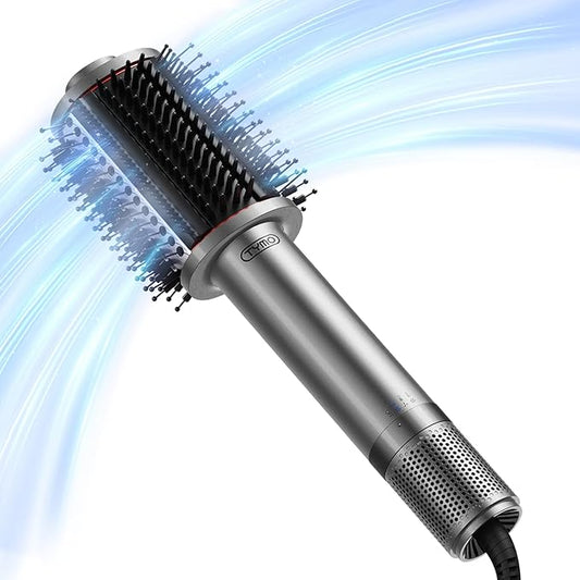 TYMO 4.0 Hair Blow Dryer Brush - Lightweight 3X Faster Drying 5-in-1 Ionic Blowout Hair Dryer Brush Adds Shine, Volume & Fullness for Smooth, Anti-Frizz Straight, Curl & Blowout Styles, Metal Grey