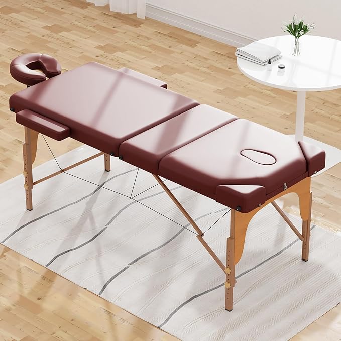 BestMassage Massage Bed Portable Massage Table 77" L 28" W Lash Bed Height Adjustable 3 Folding PU Leather with Oxford Bag for Spa Footmassage Facial CareSpa Tattoo