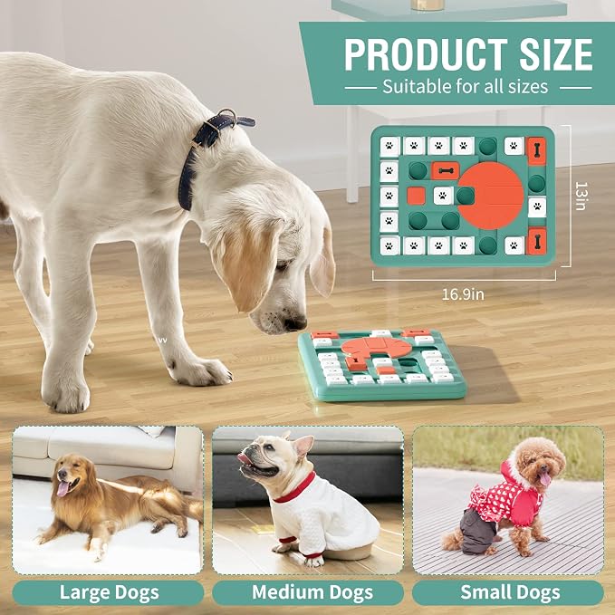 FOXMM Dog Puzzle Toys,Interactive Treat Puzzle Dog Toy for IQ Training | Mental Stimulating,Treat Puzzle Dispensing with Squeaky Design for Large Medium Smart Dogs