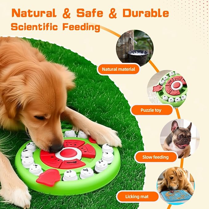4 in1 Dog Puzzle Toy Set - Slow Feeder & Lick Mat for Puppy IQ Training & Mental Stimulate Treat Dispensing Ball | Pet Enrichment Interactive Toy (4 in 1 Blue+Green)