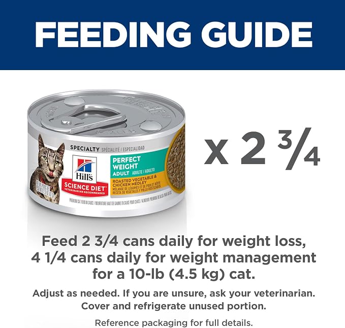 Hill's Science Diet Adult Perfect Weight Wet Cat Food | #1 Veterinarian Recommended, Roasted Vegetable & Chicken, 2.9 oz. Cans, 24-Pack