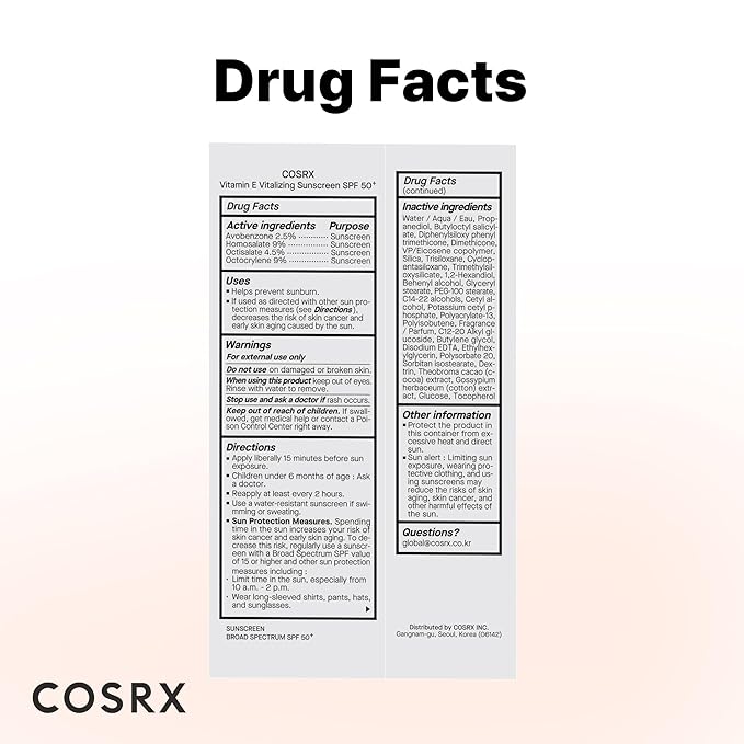 COSRX Ultimate Glow Sun & Night Duo - Vitamin E Vitalizing Face Sunscreen SPF 50 + Retinol 0.3% Cream