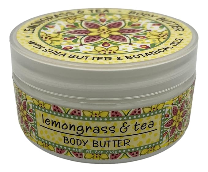 Greenwich Bay Trading Company, Lemongrass and Tea, Shea and Cocoa Butter Body Butter - From the Garden Collection - 8 Ounce Tub