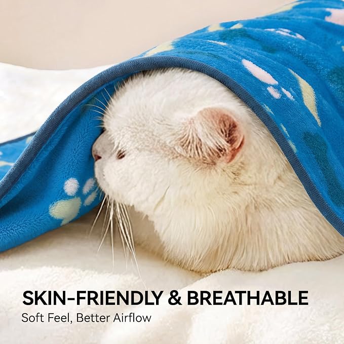 LINENLUX Dog Blankets 3-Pack, Super Soft Fluffy Fleece Pet Throw Warm | Premium flannel fleece pet throw for cat, puppy. Cozy warm for bed, crate, or couch naps; Blue/Brown/Grey-3pcs 40x31 inch