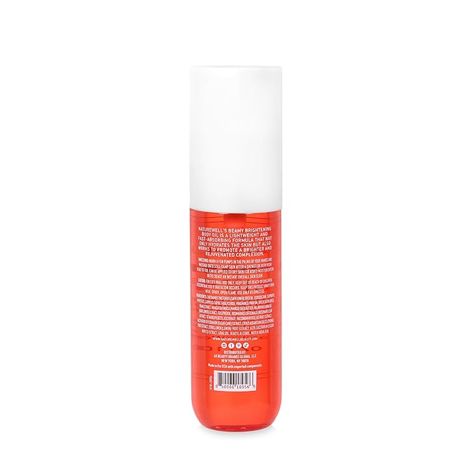 NATURE WELL Beamy Brightening Body Oil, Fast-Absorbing Formula Designed Hydrate, Smooth & Visible Brighten Skin, Scented with Black Currant, Jasmine, and Vanilla Woods, 3.4 Oz