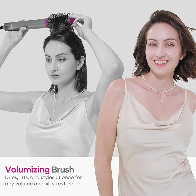 okaydeer 7 in One Hair Dryer with Auto Wrap Curlers, Negative Ionic, No Heat Damage, Blow Dryer Brush, Fast Drying & Frizz-Free Styling, Hot Air Styler, Straightener&Volumizing Brush with Storage Bag