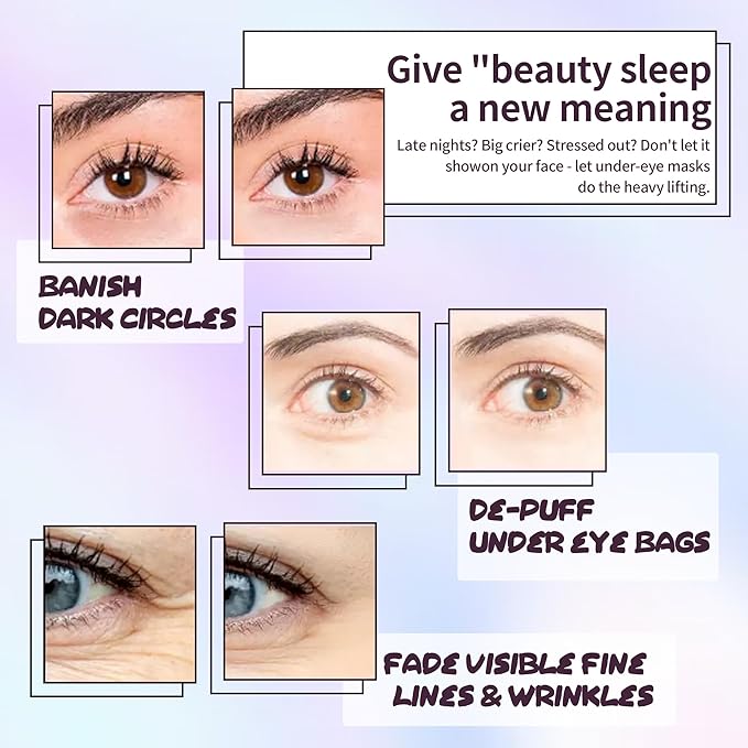 Aero Zen Collagen Under Eye Patches for Reduce Dark Circles,Puffiness & Fine Lines,Restoring Gel Under Eye Masks with Hyaluronic Acid,Bridesmaid Gifts,Birthday Gifts for Women (Purple,24 Pairs)