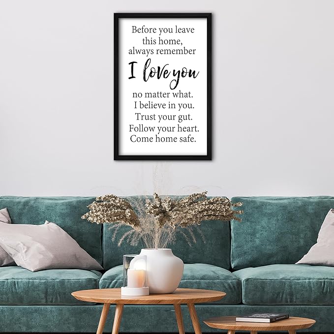 RLWangChao Before You Leave This Home Wall Decor Art 16"X11" Black | I Love You Sign, Inspirational Quotes, Family Entryway, Wood Framed Wall Hanging