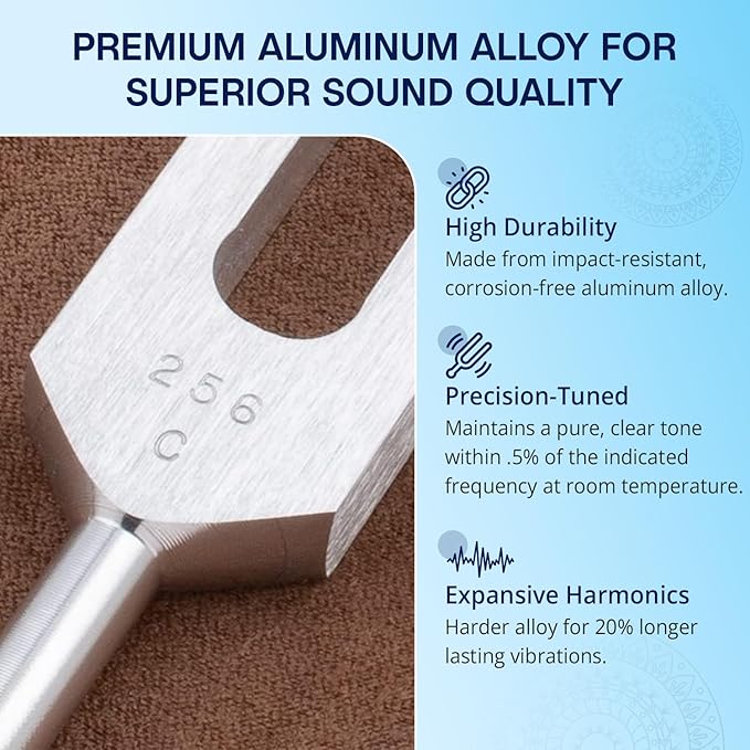 Body Tuners Tuning Forks - 256Hz & 384Hz (C&G) for Sound Healing, Precision-Machined Aluminum Alloy - Made in USA - Chakra Healing, Sound Therapy, Reiki, Yoga, Energy Balancing Tools.
