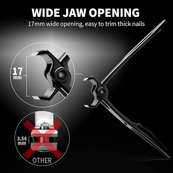 Straight Nail Clipper, 17mm Wide Jaw Opening Extra Large Toenail Clippers for Thick Nails or Tough Fingernail & Ingrown Toenail, Heavy Duty Thick Toenail Clippers for Seniors, Men, Adult