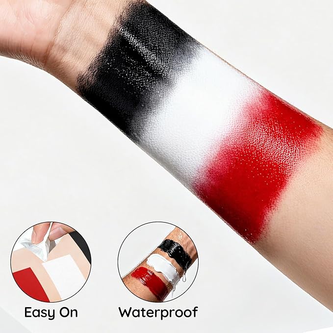 Halloween Black White Red Face Paint Face Painting Kit For Spider-Man Demon Joker Makeup, Baseball Softball Sport Games, Cosplay, Costume, Theme Parties and SFX Special Effect