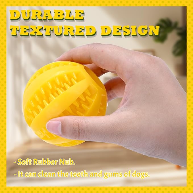 DAMAH Dog Treat Toy Ball, Interactive Tooth Cleaning Toy for Dogs, 2.8 Inch
