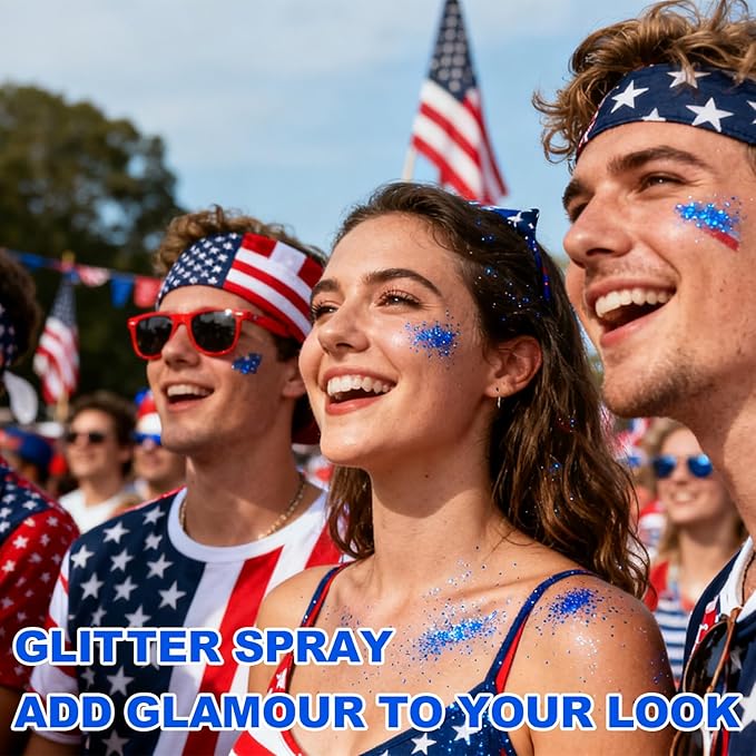 Hair and Body Glitter Spray, Holographic Glitter Highlighter Powder for Rumi Costume Cosplay Makeup, Face Body Clothes Shiny Glitter, Loose Shimmer Hairspray Festival Rave Prom Accessories (Blue)