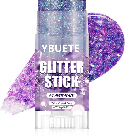 Mermaid Face and Body Glitter Stick for Sparkling Makeup, Hair Glitter Accessories for Women, Highlighting Stick for Fairy Dust Makeup, Cheerful Face Glitter for Festive Parties and Carnivals