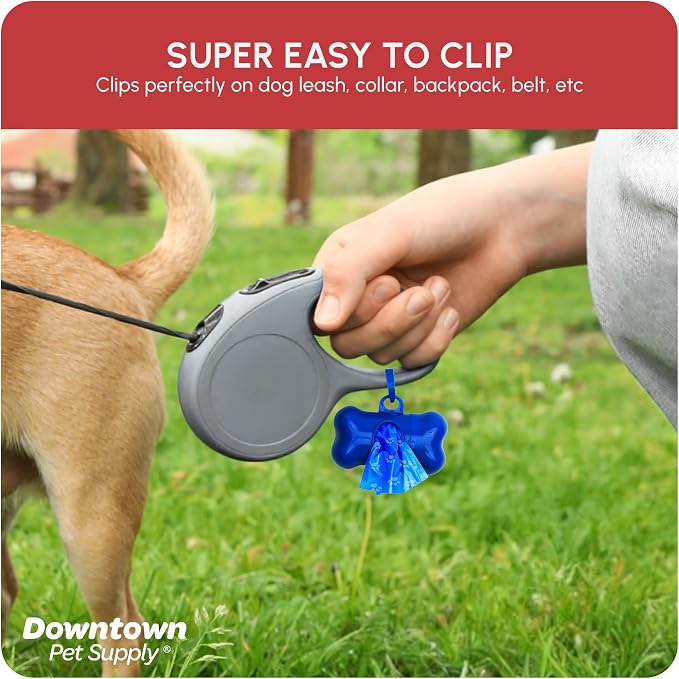 Downtown Pet Supply Poop Bags for Dogs with Dispenser, 500 Count - Leak-Proof Dog Waste Bags and Bone-Shaped Dog Poop Bags Holder for Leash - Rainbow with Paw Prints, 12.5" x 8.5"