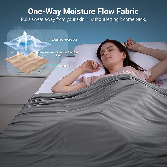 Elegear Cooling Blanket for Hot Sleepers, One-Way Moisture Flow 79" x 86" | Arc-Chill® 3.0 Q-Max>0.5 Cooling Fabric with One-way Moisture Flow Helps Keep Skin Cool & Dry & Breathable, No Sticky Feeling