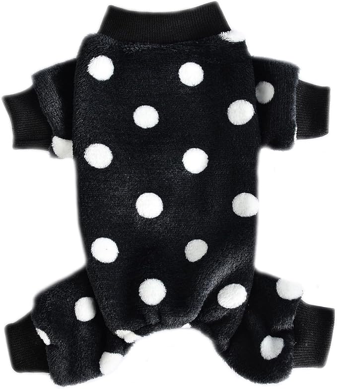 Yikeyo Dog Sweater, Dog Sweaters Pajamas for Small Dogs, Winter Pet Onesies Pjs,Puppy 4 Legged Sweater Clothes for Chihuahua Yorkie Teacup Jumpsuit,Cute Pet Outfits Apparel,Polka,XS,Chest 14.2 in