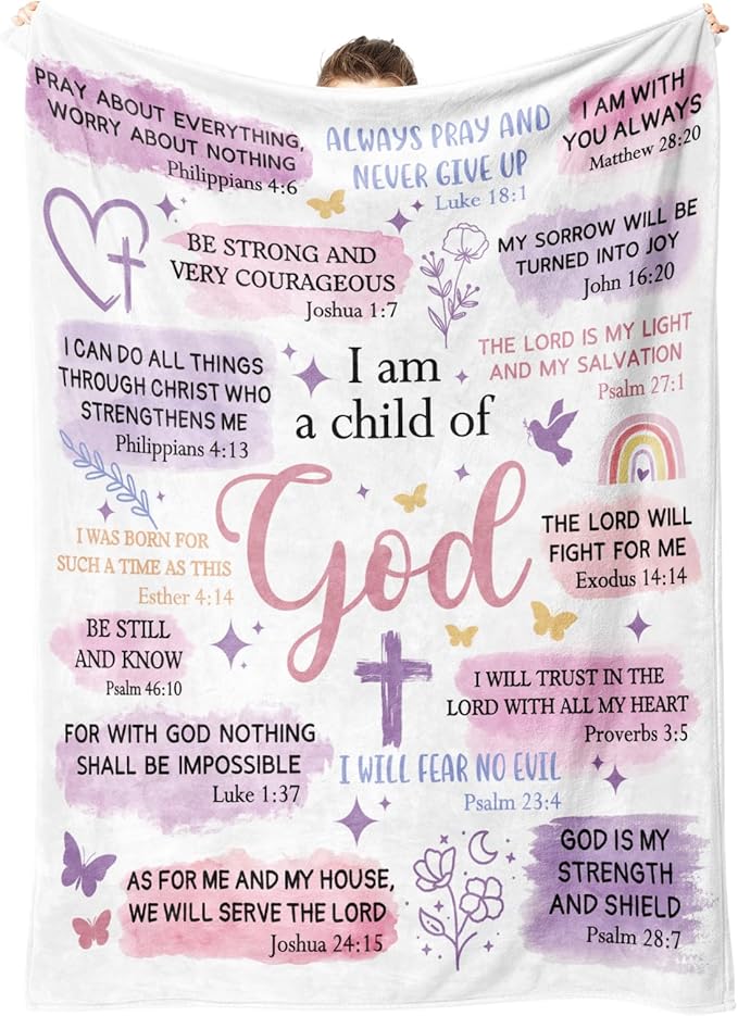 Baptism Gifts for Girl, Christian Blanket, Teen Girl Gifts Trendy Stuff | Christian Birthday Gifts for Teen Girls, Women, I Am a Child of God Blanket, First Communion Gifts for Girls(80 * 60)