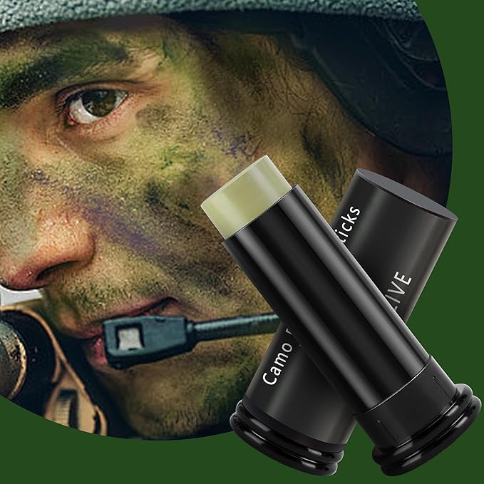 RunNico 6 Colors Camo Face Paint Kit, Waterproof Camo Makeup Sticks, Hunting Woodland Face and Body Paint Stick for Outdoor Hunting Use Makeup Cosplay Party Accessories (6 Pcs)
