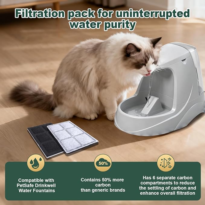 16 Pack Replacement Carbon Filters Compatible with PetSafe Drinkwell Platinum, Original, Multi-Tier, Outdoor Dog, Everflow, Zen and Mini Pet Fountains, Fresh Water Filtration for Cats and Dogs
