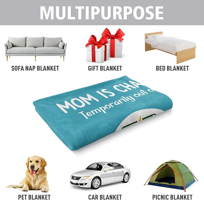 Craftique Mom Birthday Gifts, Funny Gifts for Mom- Mom's Charging Blanket | Mom Gifts for Women from Daughter Son Husband, Super Soft Blanket Throw for Napping Travel, 80”×60”