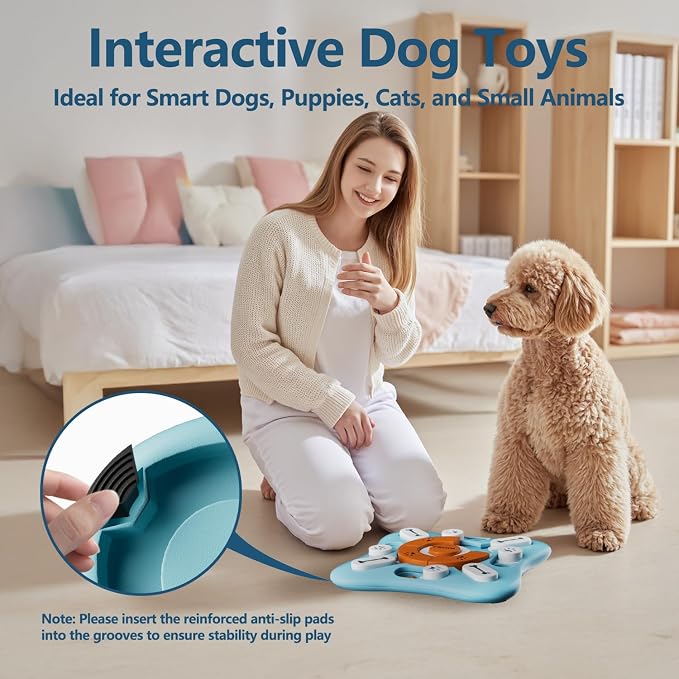 FOXMM Interactive Dog Treat Puzzle Toys for IQ Training&Mental Stimulating | Fun Slow Feeder,Large Medium Small Dogs Enrichment Toys with Squeak Design,Ideal Gifts for Puppies,Cats,Dogs