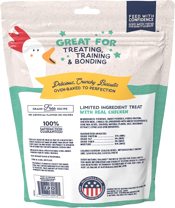 Natural Balance Rewards, Crunchy Biscuits, Chicken, 14 oz | Grain-Free Dog Treats for Adult Dogs, Limited-Ingredient Recipe, Made with Real Ingredients, Great for Training