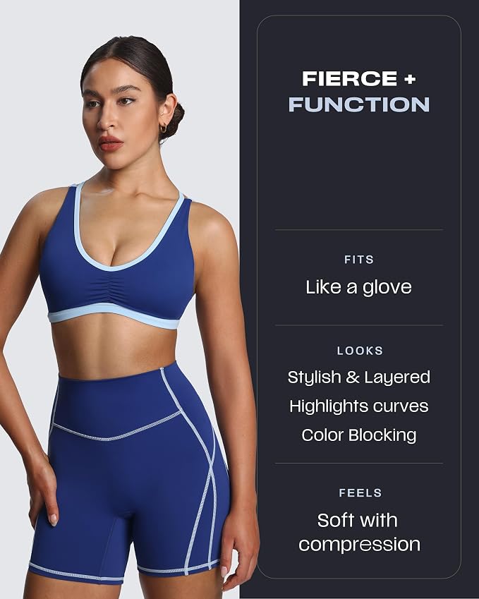 Aoxjox Lexi Lined Workout Biker Shorts for Women Tummy Control High Waisted Exercise Athletic Gym Running Yoga Short 6"