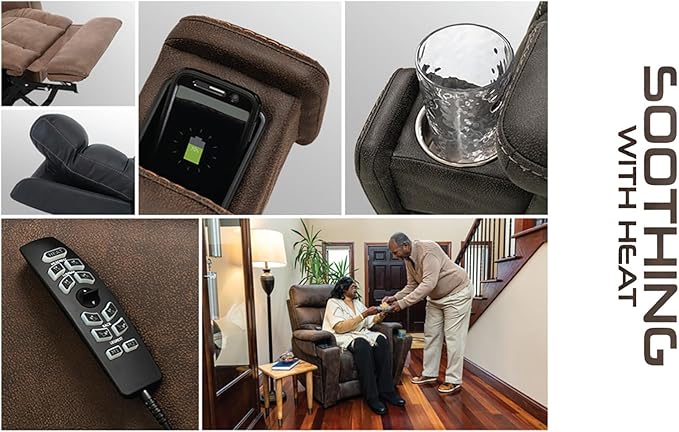 VivaLift! Radiance Power Recliner Lift Chair by PrideMobility, with 3 Heat Pads Heat System (Canyon Walnut, Large-Tall with Curbside Delivery)