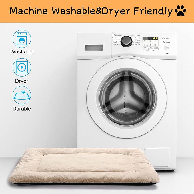 Dog Crate Pad Washable Dog Bed for Crate Medium Cozy Mat 30-Inch Cream | Ultra Soft Kennel Pad,Anti-Slip Bottom,Fits for Most Metal Crates,Comfortable Sleeping Pet Mat