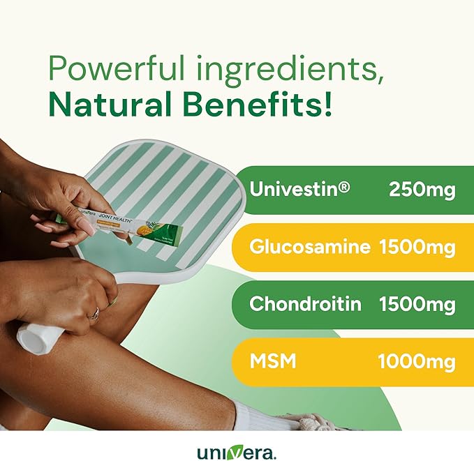 Glucosamine, Chondroitin, MSM and Univestin, All-in-one Joint Support, Easy to Carry, Mango Flavor (30-Day Supply)
