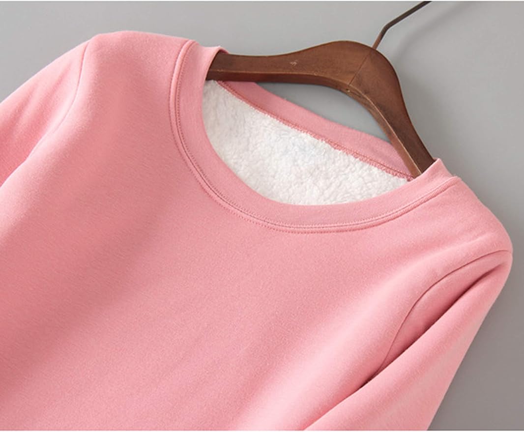 Yeokou Women Warm Sherpa Lined Fleece Crewneck Sport Sweatshirt Pullover Loungewear