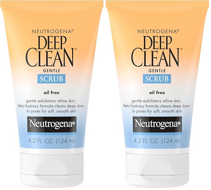 Neutrogena Deep Clean Gentle Daily Facial Scrub, Oil-Free Cleanser, 4.2 Fl Oz (Pack of 2)