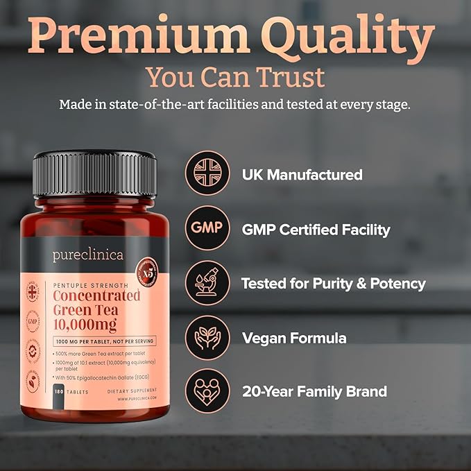 pureclinica Concentrated Green Tea 10,000mg x 180 Tablets