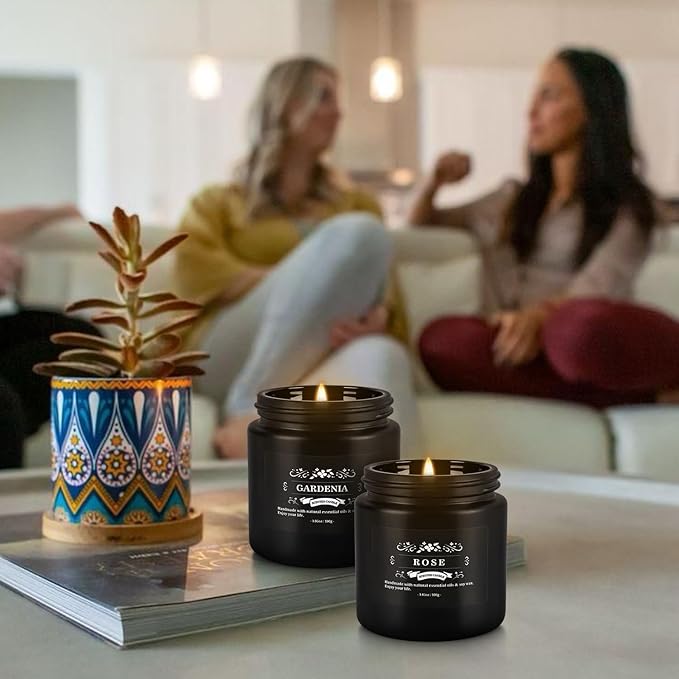 Howemon Scented Candle Set 12 Pack,Black, Candle for Home Scented, Odor Eliminating, Stress Relief, Long Lasting Soy Wax Gift Set