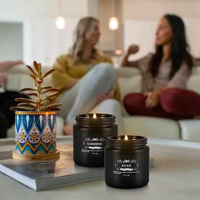 YOROXRG Scented Candles Gifts Set 24 Pack Soy Wax Travel Tin Jar Candles for Home 3.05 OZ for Mom for Christmas, Birthday, Thanksgiving, Mother's Day,Father'Day(Black)