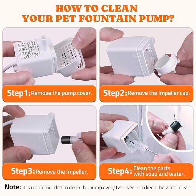 Pawtners Replacement Pump for WF008A 4L Stainless Steel Cat Water Fountain | Pet Water Fountains Motor, Ultra Quiet <35dB, Ideal for Indoor Cats & Dogs. Sensor & Light Included